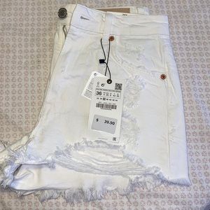White high waisted jean shorts brand new with tags